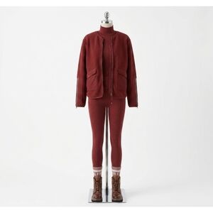 NEW VARLEY marina collarless fleece jacket in red dahlia